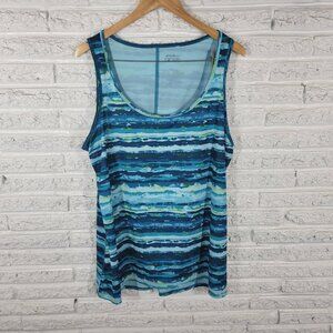 Eddie Bauer Womens Top 2XL Plus Tank Blue Watercolor Poly Blend WAT54E